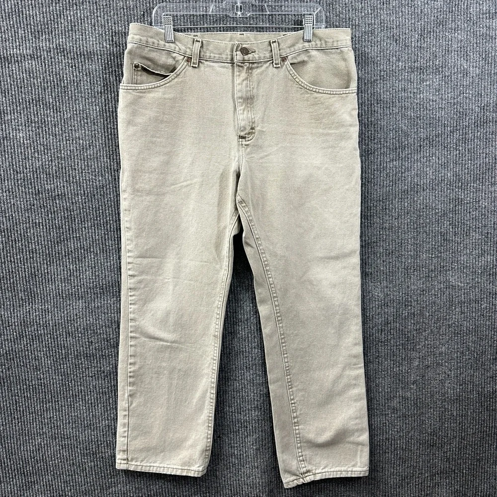 Lee Mens Chino Pants Size 38 Beige Casual Straight Leg Flat Front‎ Mid Rise